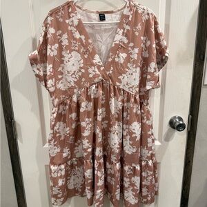 SHEIN Floral Midi Dress in Pink and White